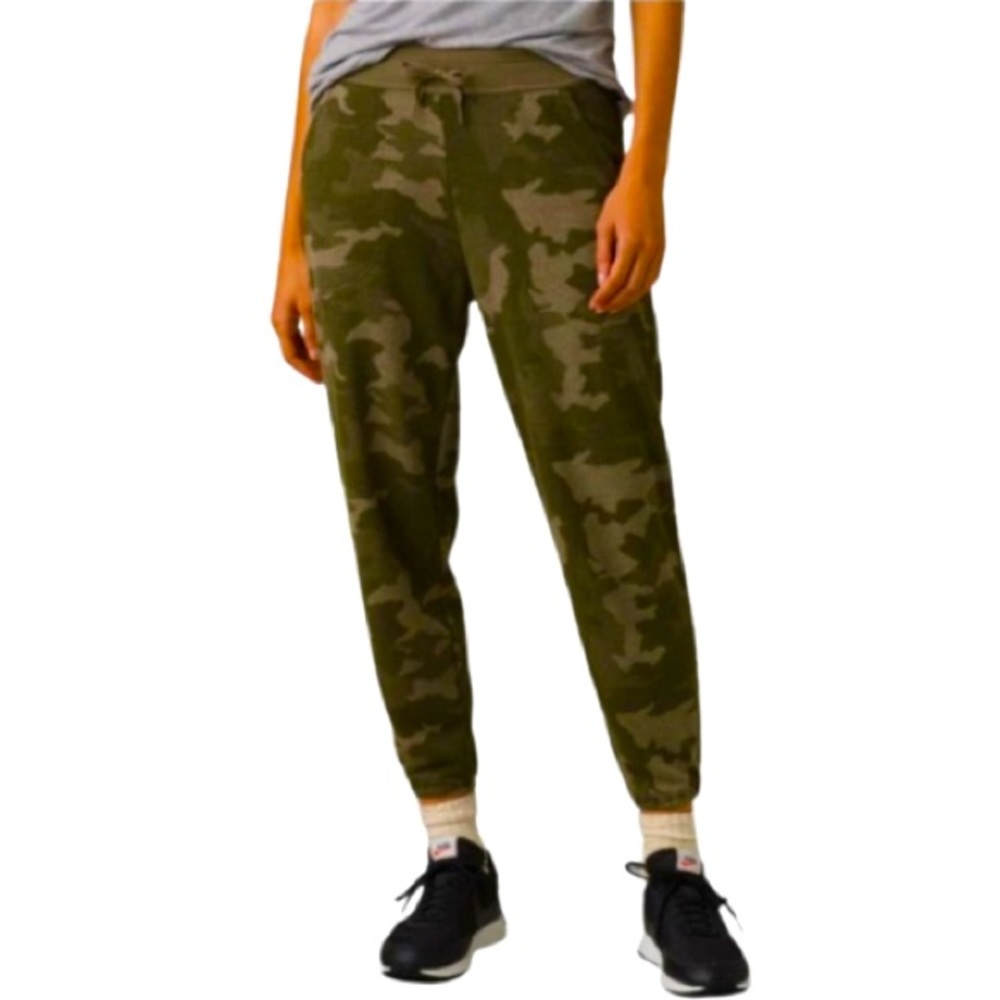 NWT Prana Womens Cozy Up Ankle Pant Sage Camo Olive Joggers Size L